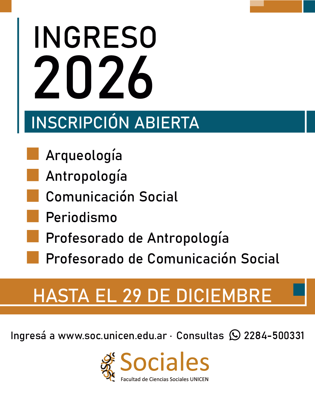 La Facultad de Ciencias Sociales abrió la inscripción para el 2026