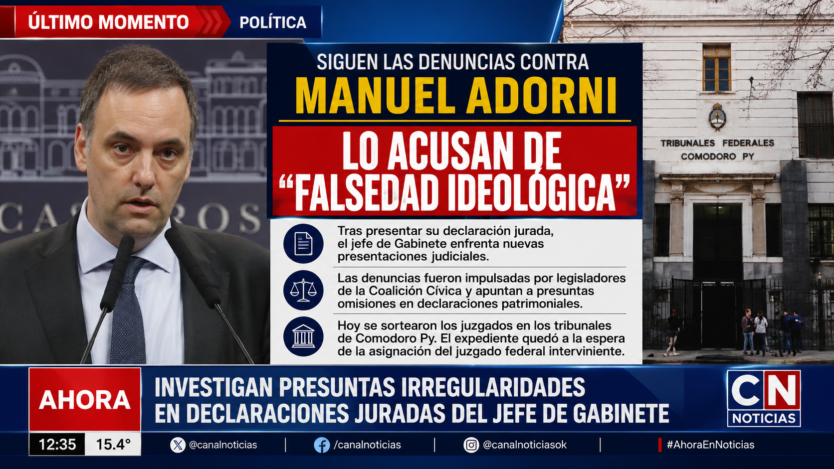 SIGUEN LAS DENUNCIAS CONTRA MANUEL ADORNI.