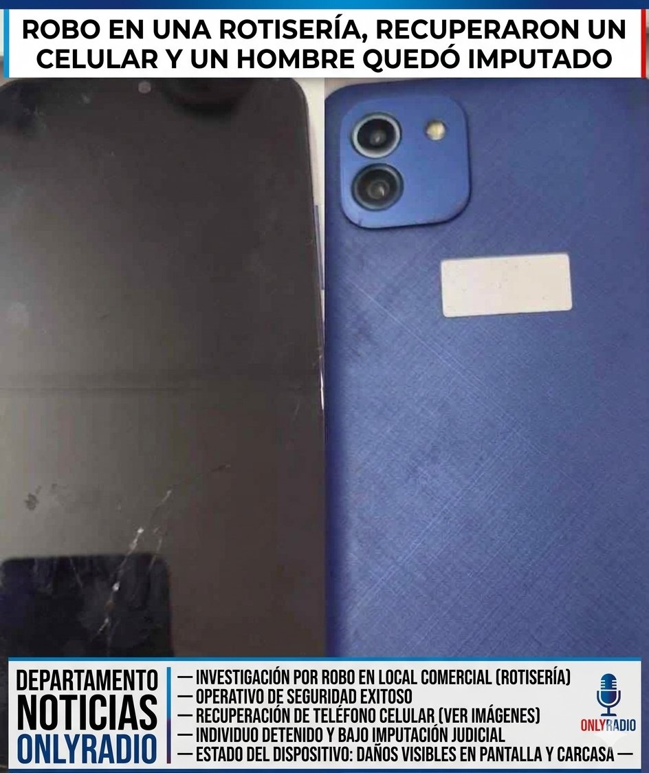 🚔 ROBO EN UNA ROTISERÍA, RECUPERARON UN CELULAR Y UN HOMBRE QUEDÓ IMPUTADO