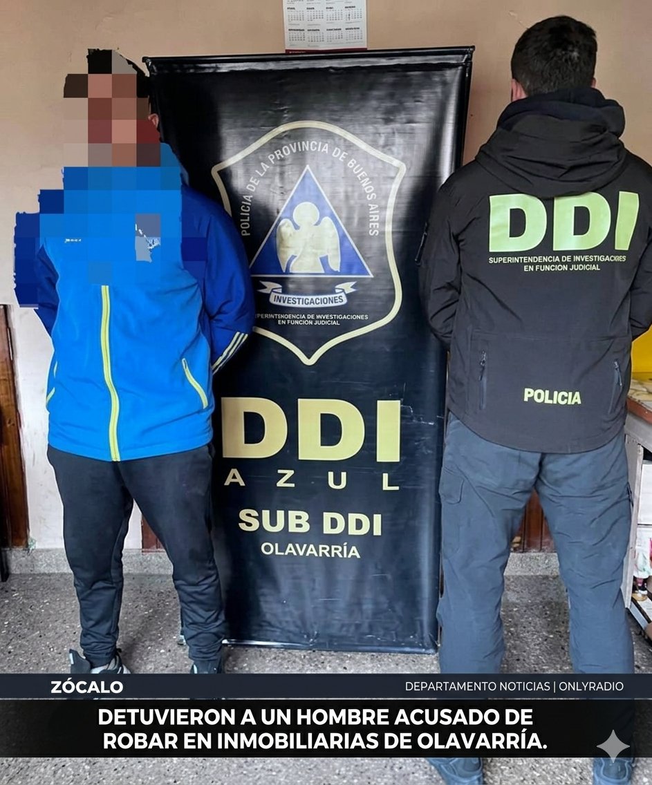 DETUVIERON A UN HOMBRE ACUSADO DE ROBAR EN INMOBILIARIAS DE OLAVARRÍA