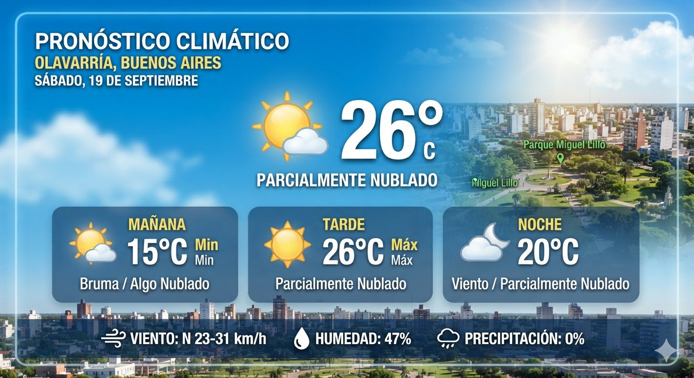 ONLYRADIO CLIMA – OLAVARRÍA, SÁBADO 19 DE SEPTIEMBRE