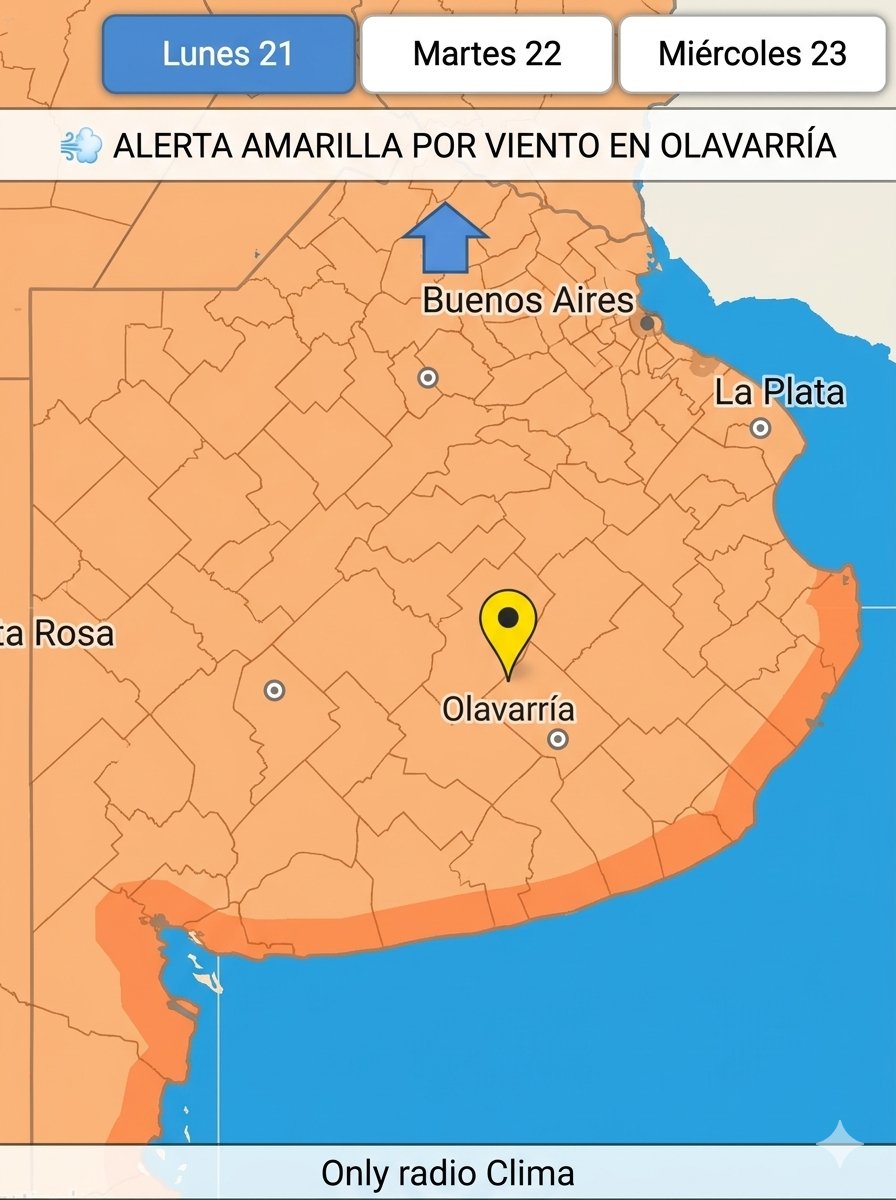 🌬️ ALERTA AMARILLA POR VIENTO EN OLAVARRÍA