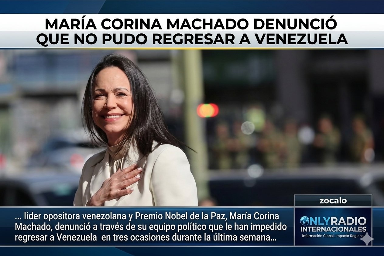MARÍA CORINA MACHADO DENUNCIÓ QUE NO PUDO REGRESAR A VENEZUELA POR SÉPTIMA VEZ.
