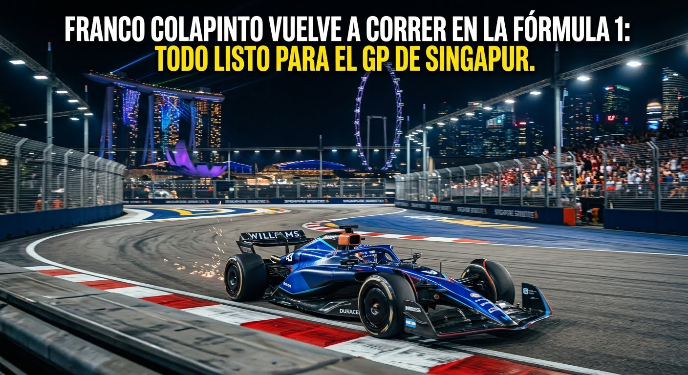 FRANCO COLAPINTO VUELVE A CORRER EN LA FÓRMULA 1: TODO LISTO PARA EL GP DE SINGAPUR.