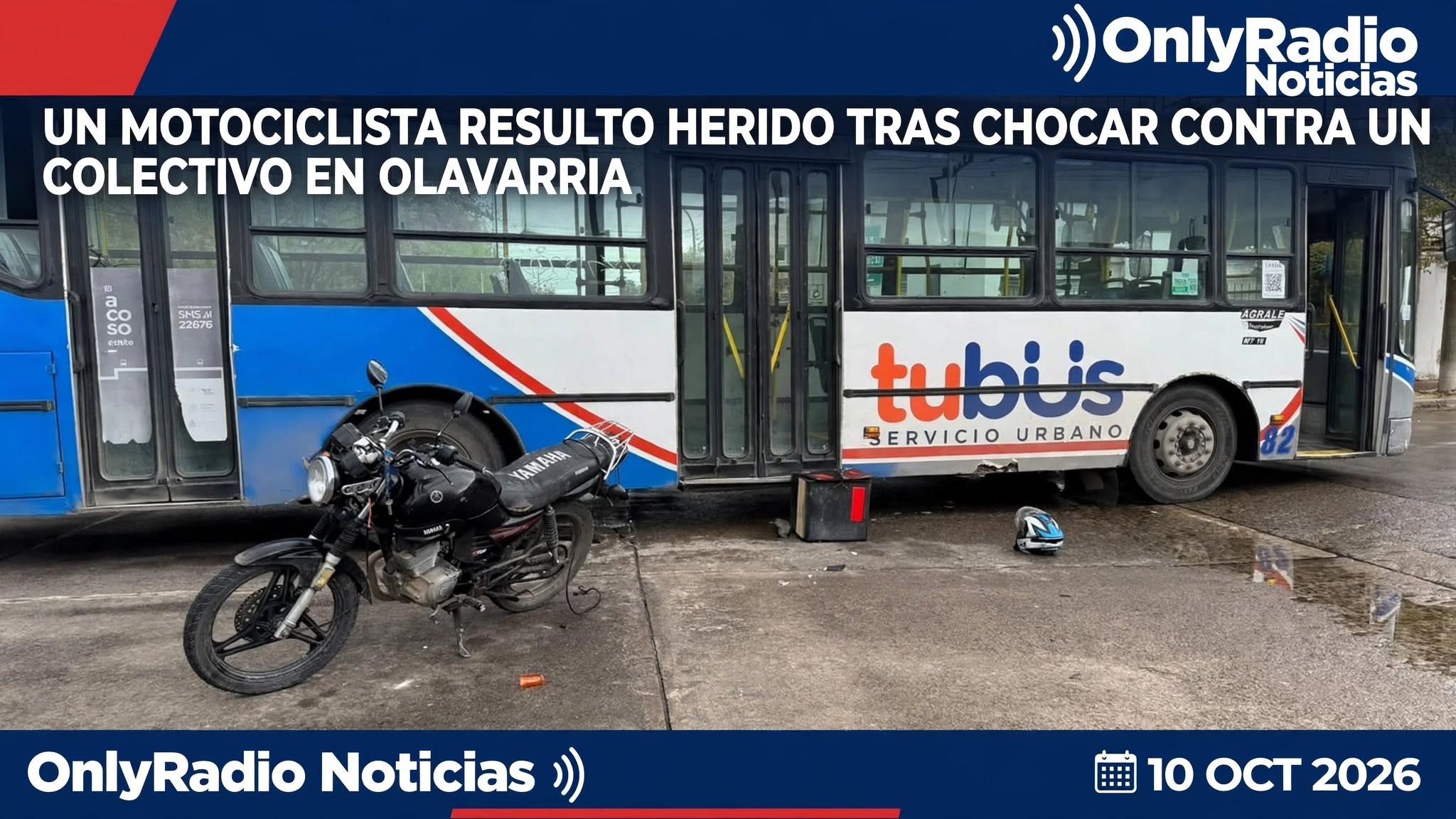 Un motociclista resultó herido tras chocar contra un colectivo en Olavarría