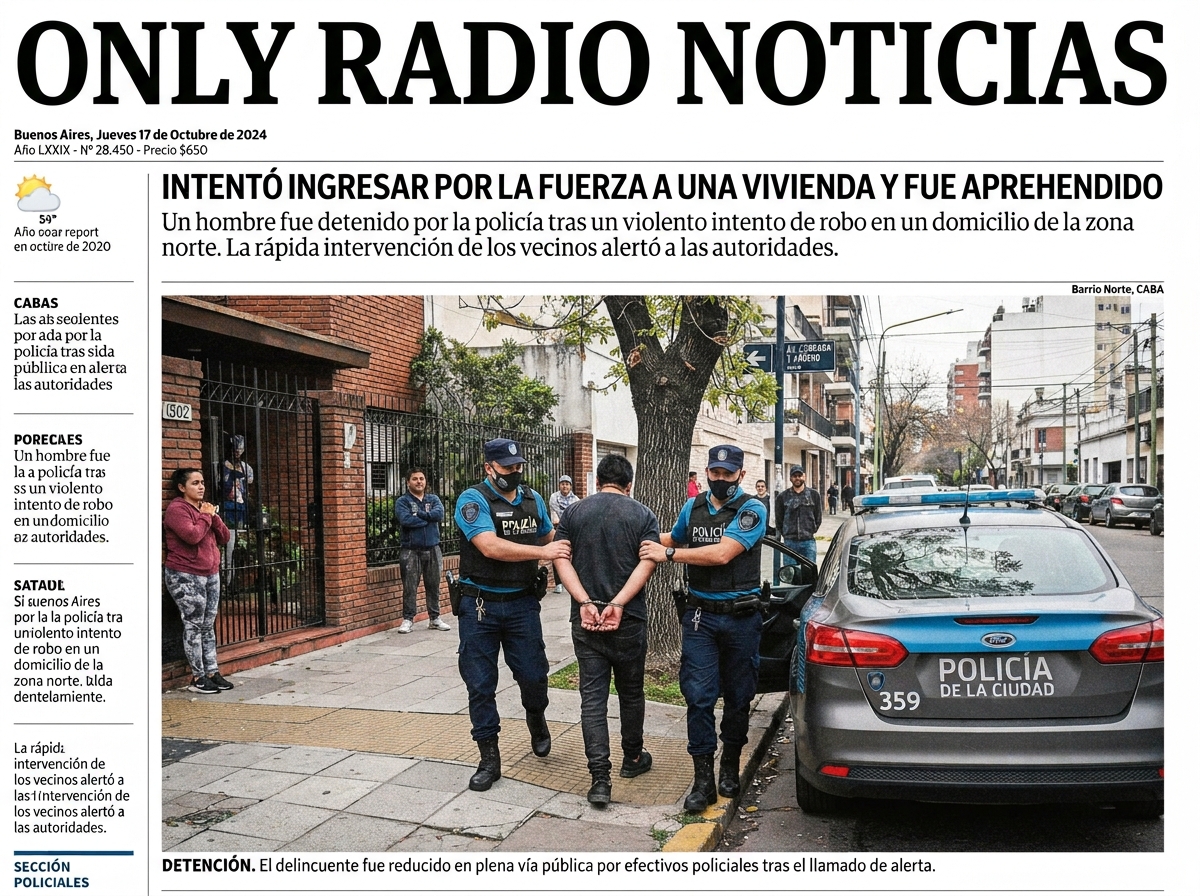 Intentó ingresar por la fuerza a una vivienda y fue aprehendido